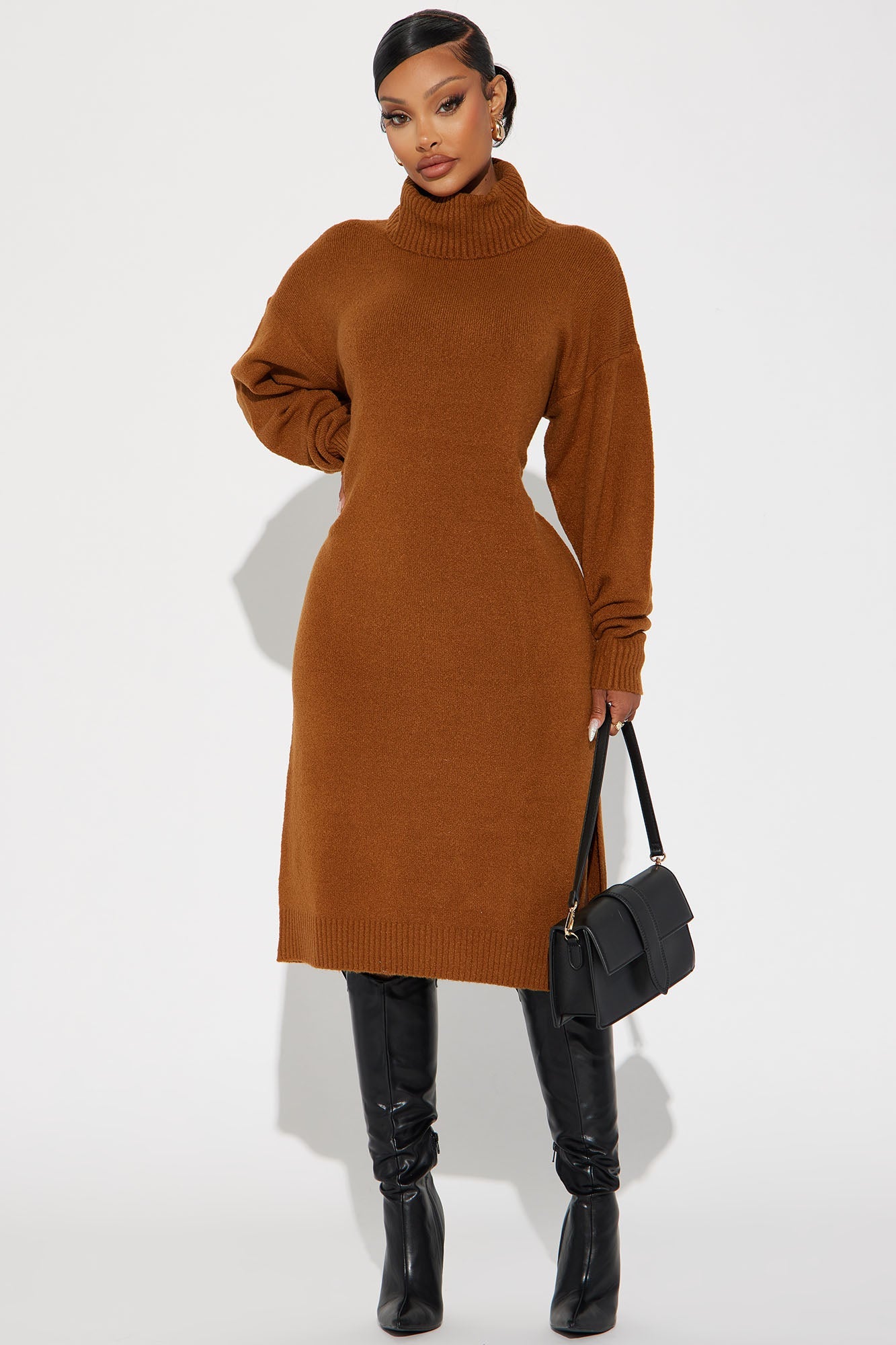 Sweater Midi Dress - Cognac