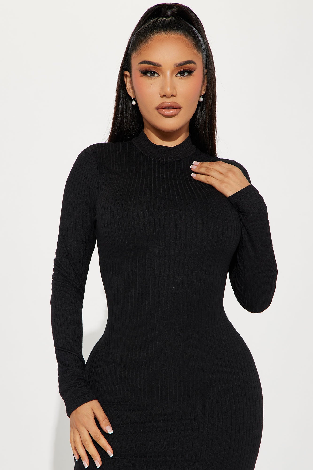 Double Lined Midi Dress - Black