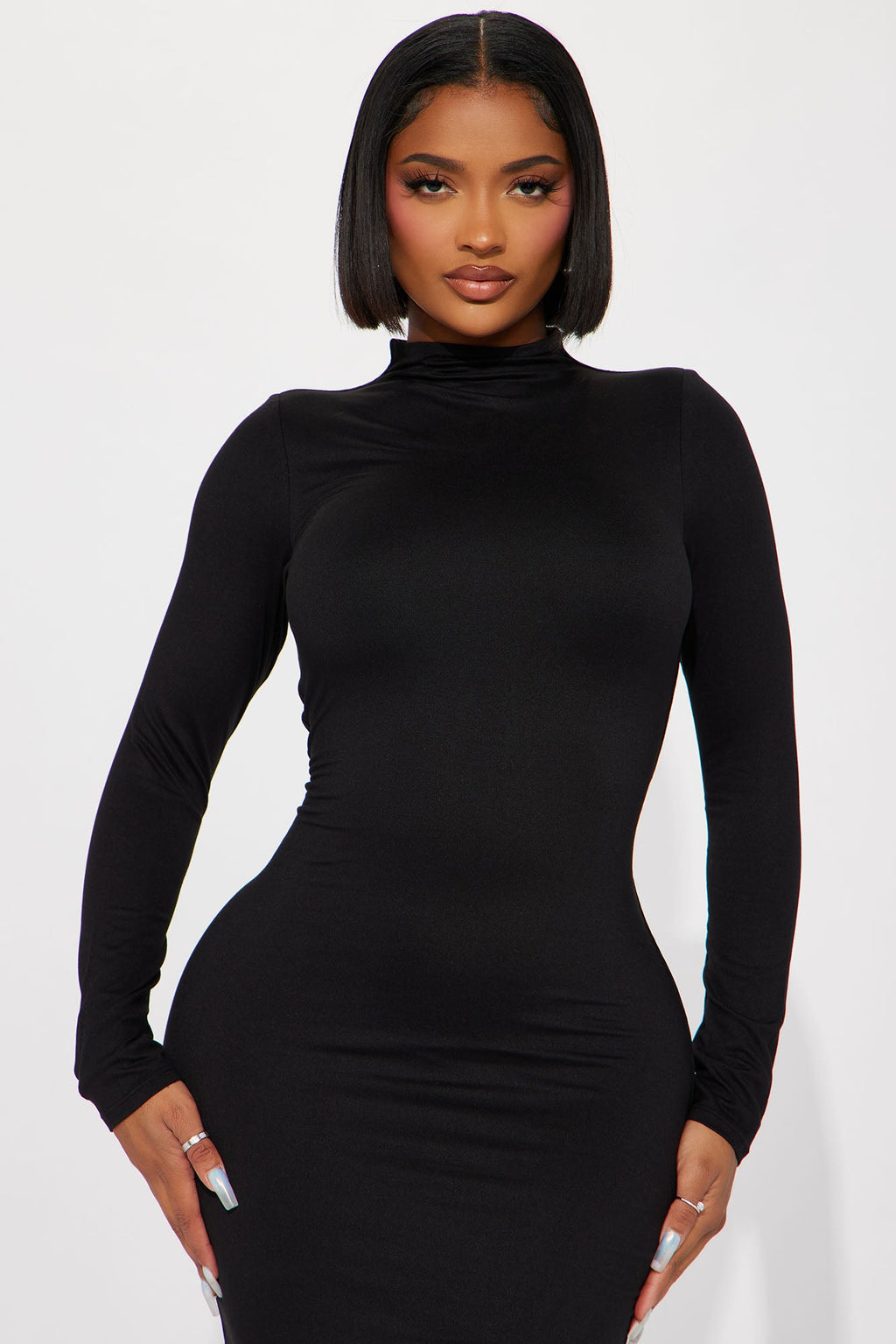 Double Lined Midi Dress - Black