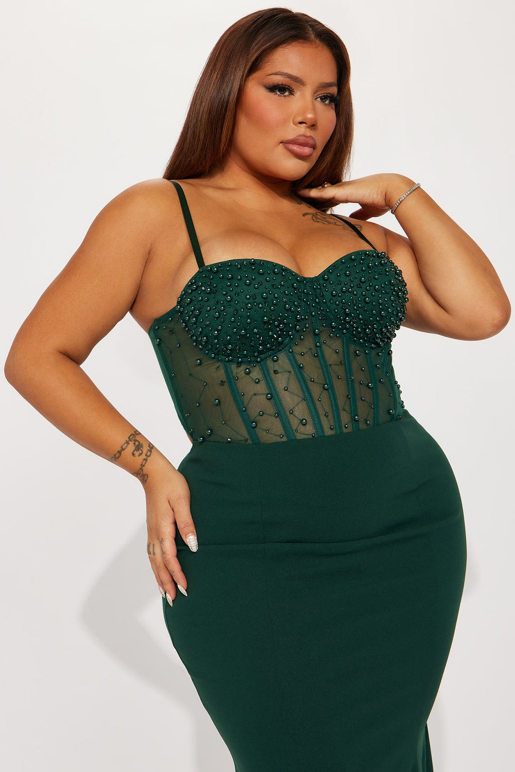 Embellished Gown - Hunter