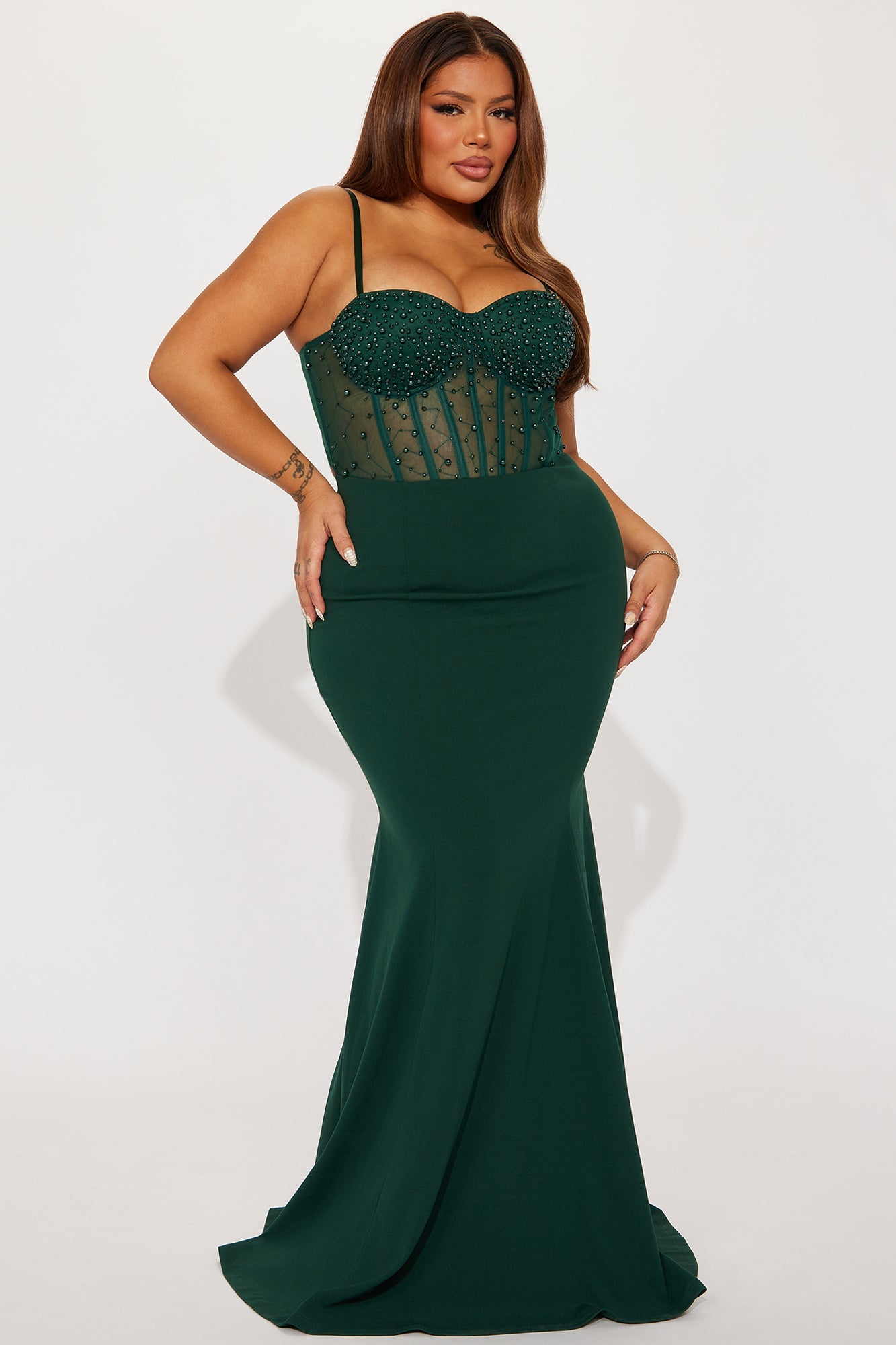 Embellished Gown - Hunter