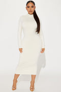 Double Lined Midi Dress - Cream