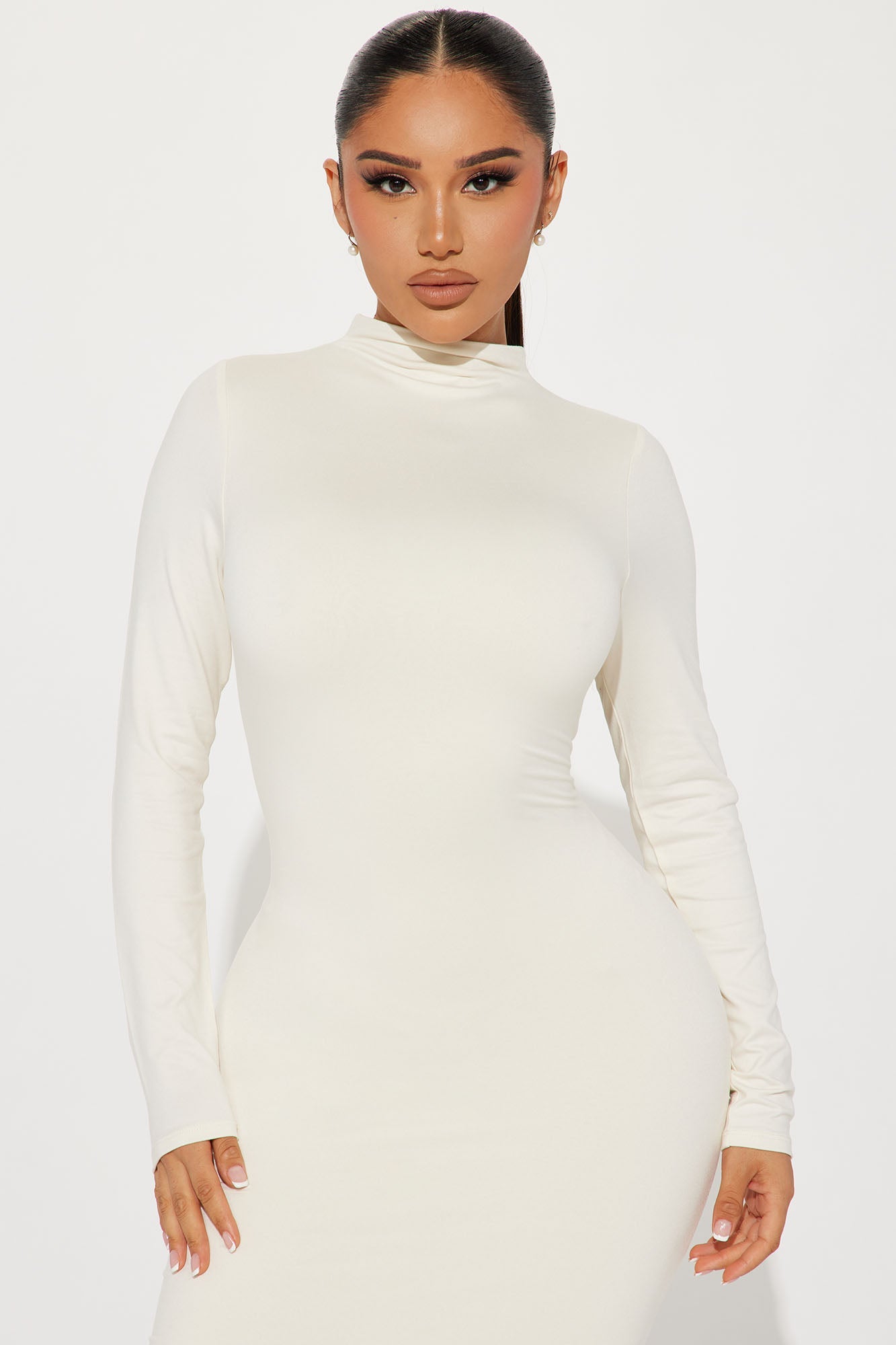 Double Lined Midi Dress - Cream