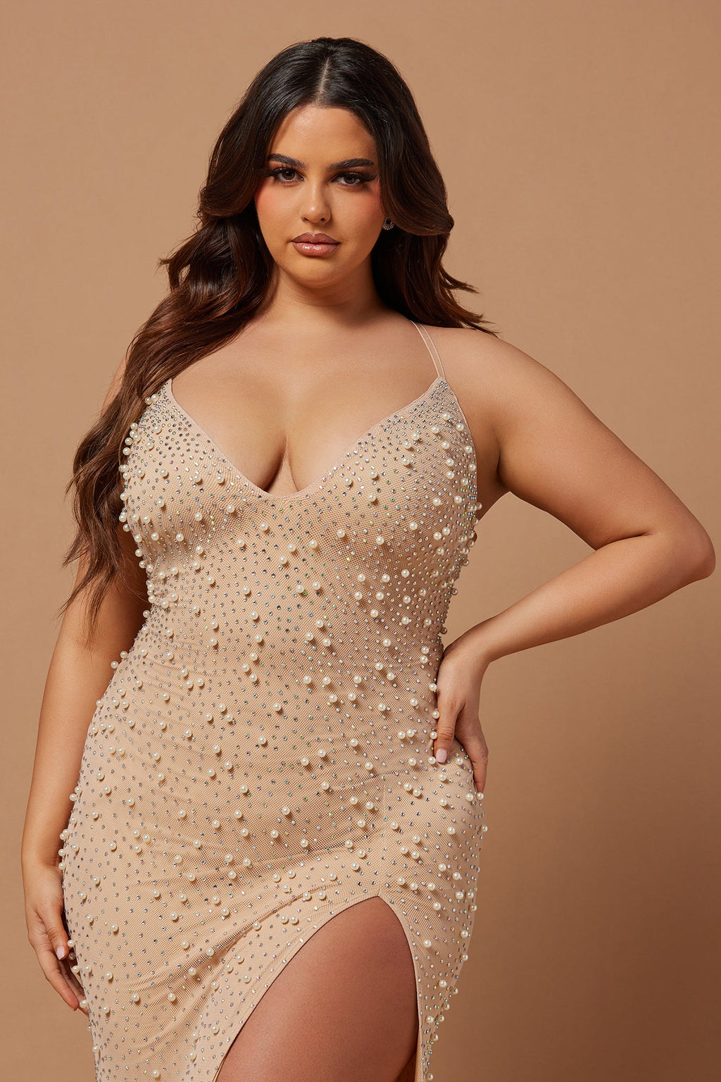 Embellished Gown - Nude