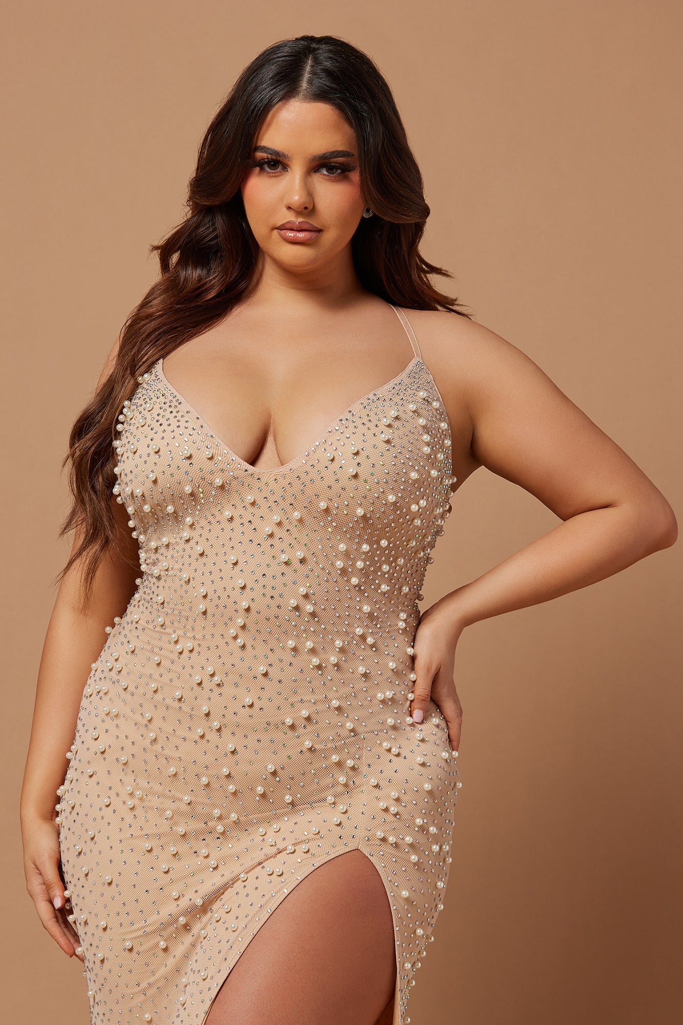 Embellished Gown - Nude