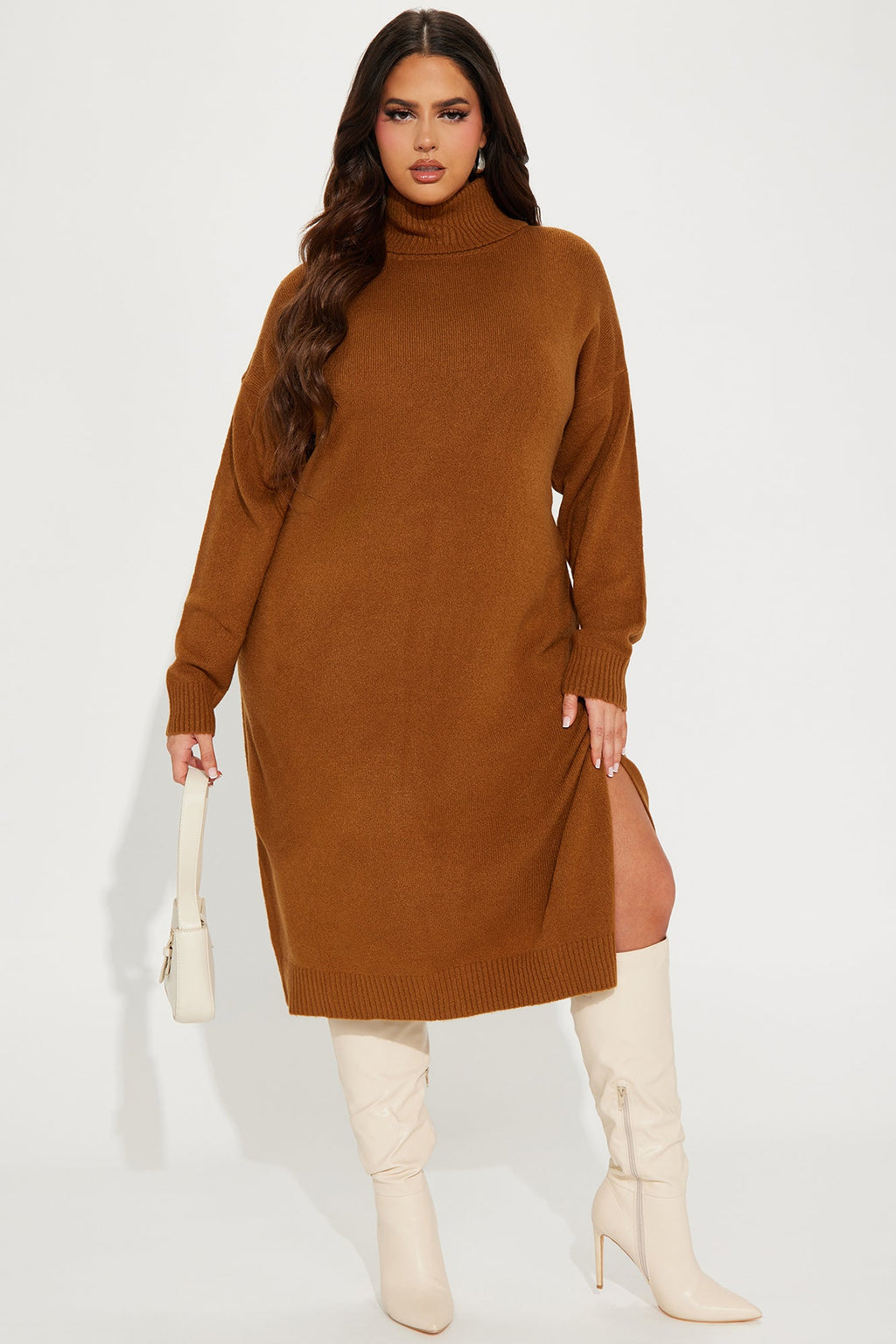Sweater Midi Dress - Cognac