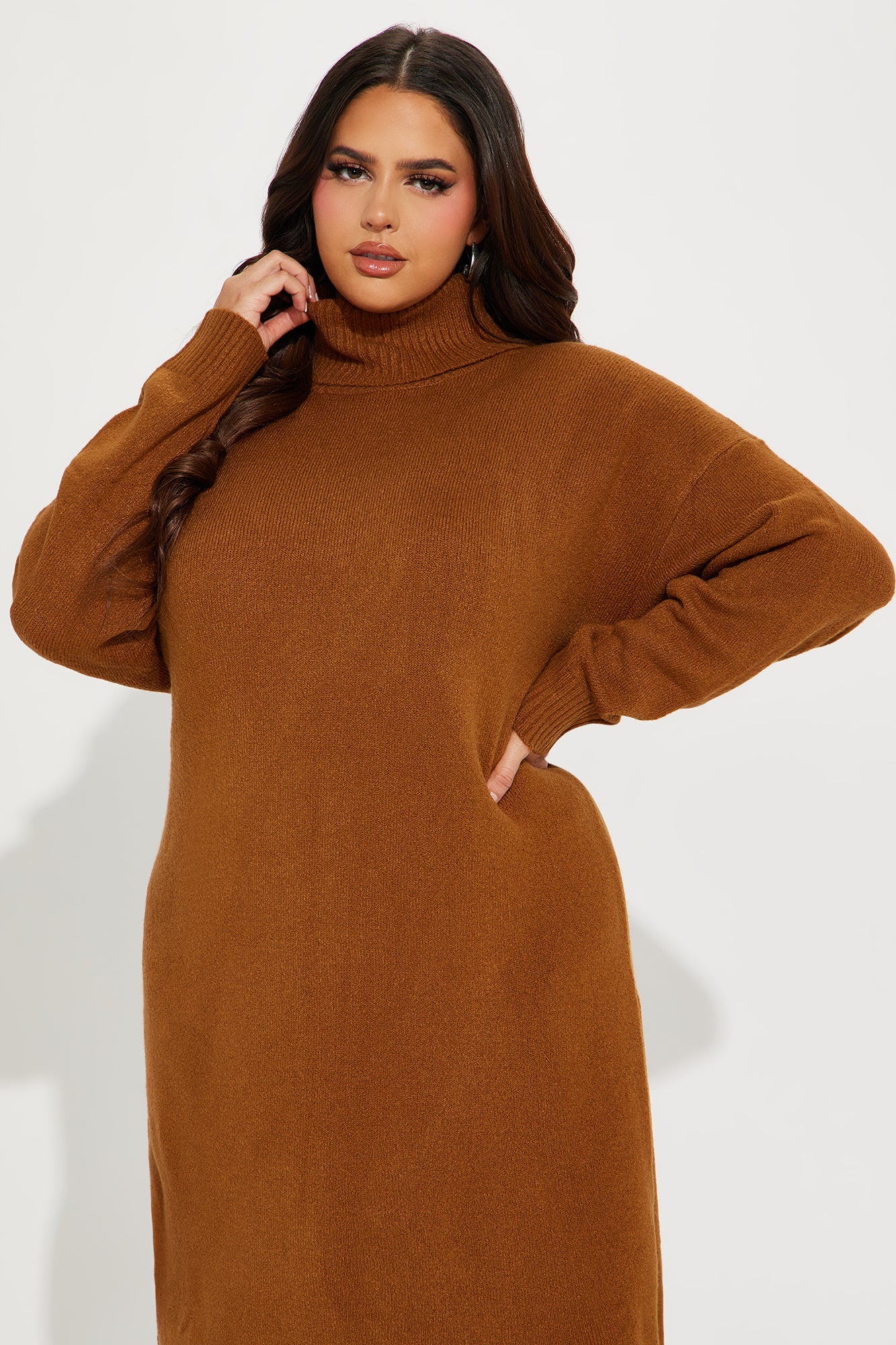 Sweater Midi Dress - Cognac