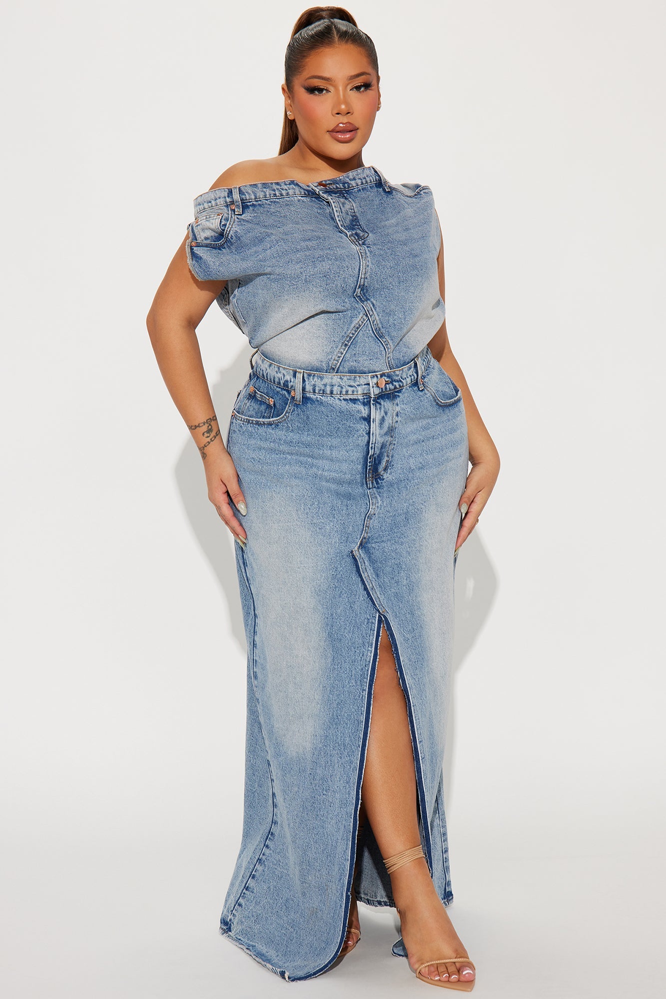 Denim Maxi Dress - Medium Wash