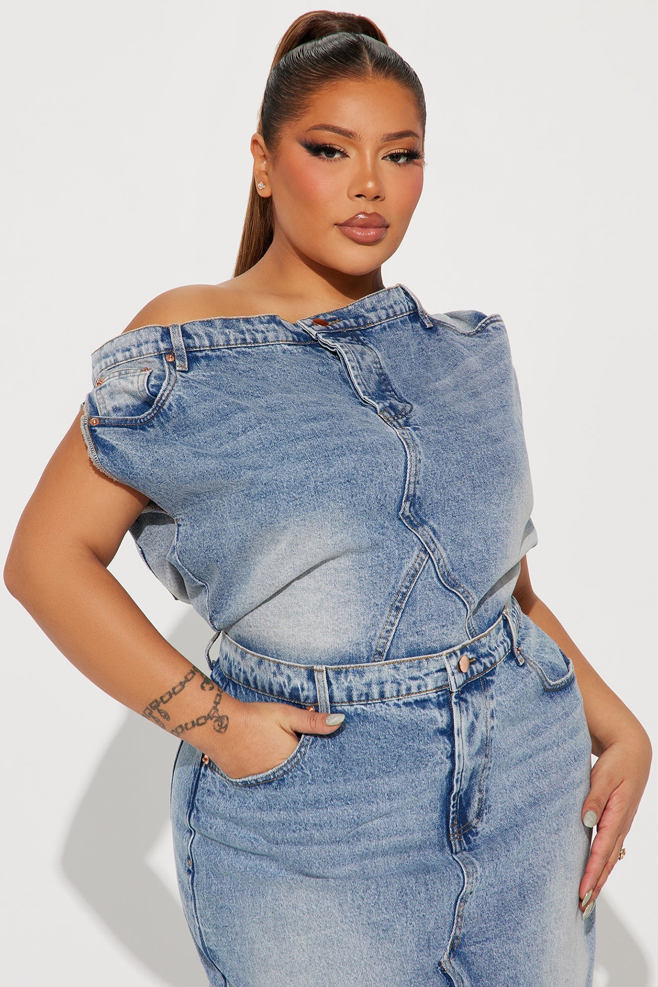 Denim Maxi Dress - Medium Wash