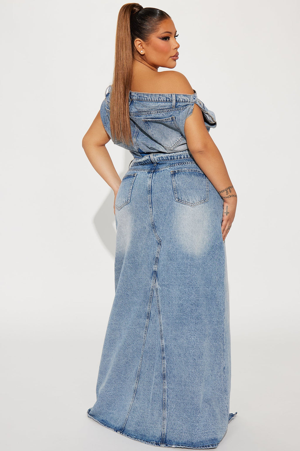 Denim Maxi Dress - Medium Wash