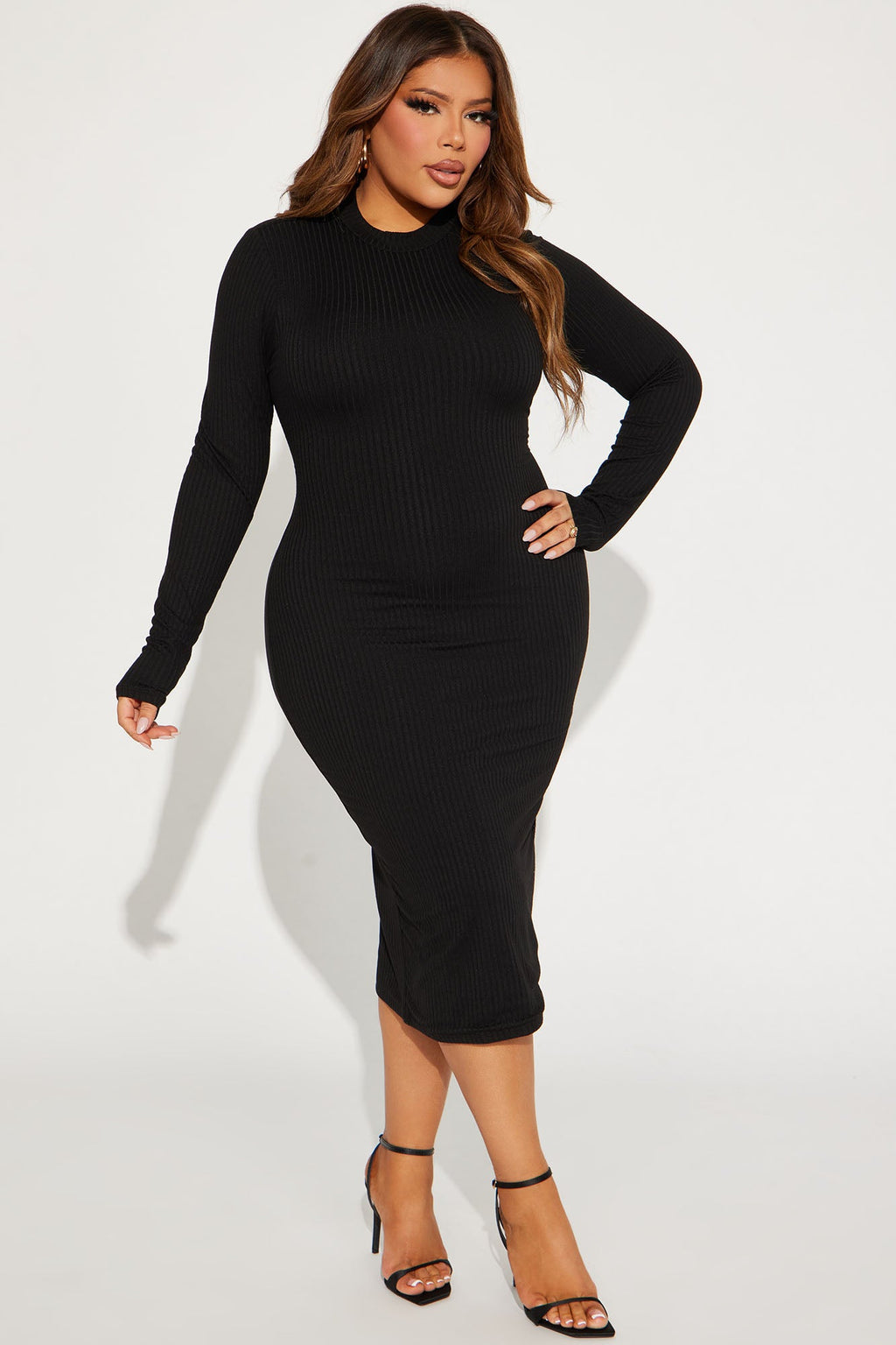 Double Lined Midi Dress - Black